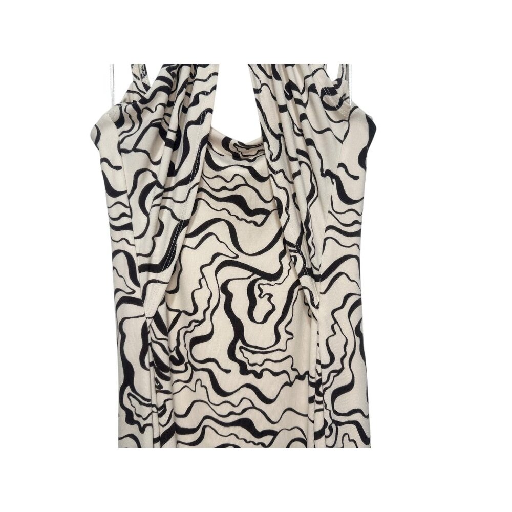 Abercrombie Halter Y2K Psychedelic Midi Dress Large Bodycon Retro Classic Stretc - Picture 7 of 16